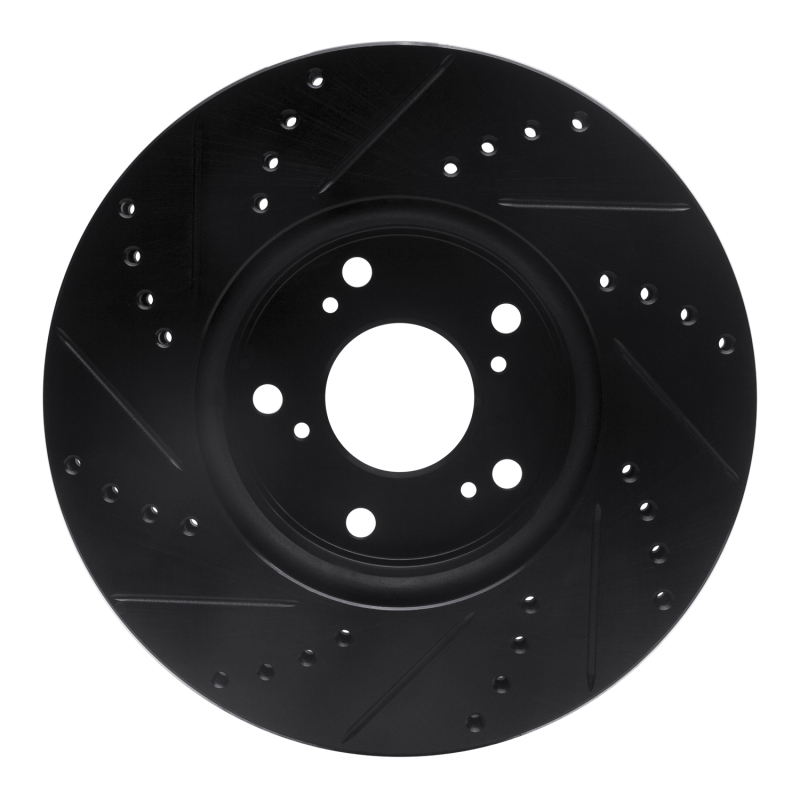 Honda Accord Coupe Brake Rotor (1) - Front Right - R1 Concepts - Drilled & Slotted - Black - `13-`22